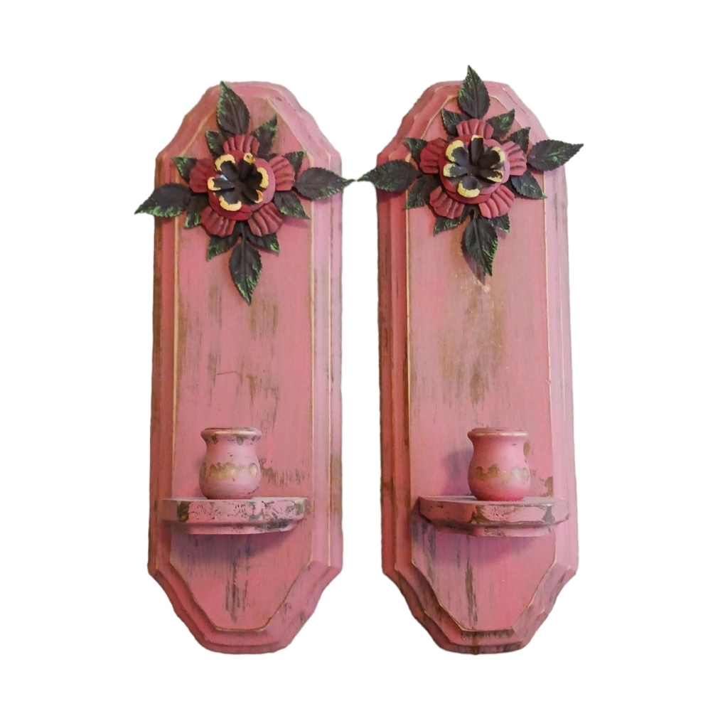 2 Wall Mounted Vintage Candle Holders